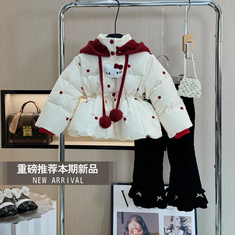 女童棉服外套2025新款冬季加绒加厚女宝洋气时尚小女孩冬装两件套