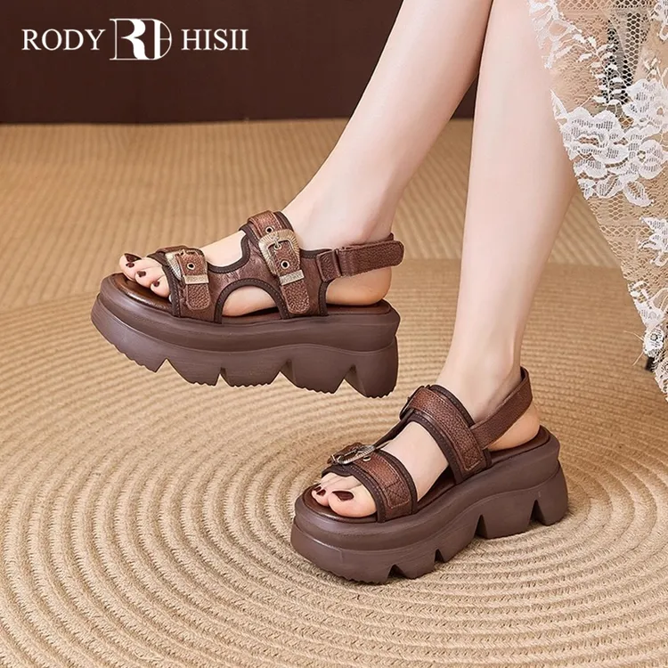 RODYHISII松糕厚底凉鞋女2025新款夏季外穿高级感露趾沙滩鞋
