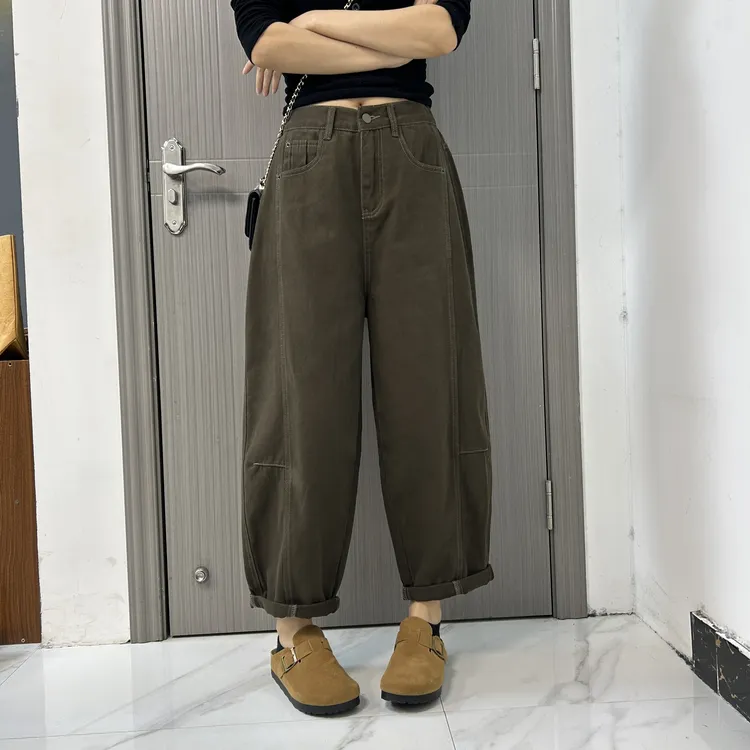 秋季25818老爹裤哈伦显瘦百搭女士牛仔高腰韩版宽松长裤