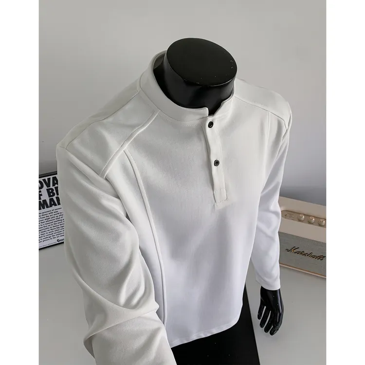 【运费险+8小时现货】美式亨利领长袖t恤男春秋内搭重磅正肩袖卫衣