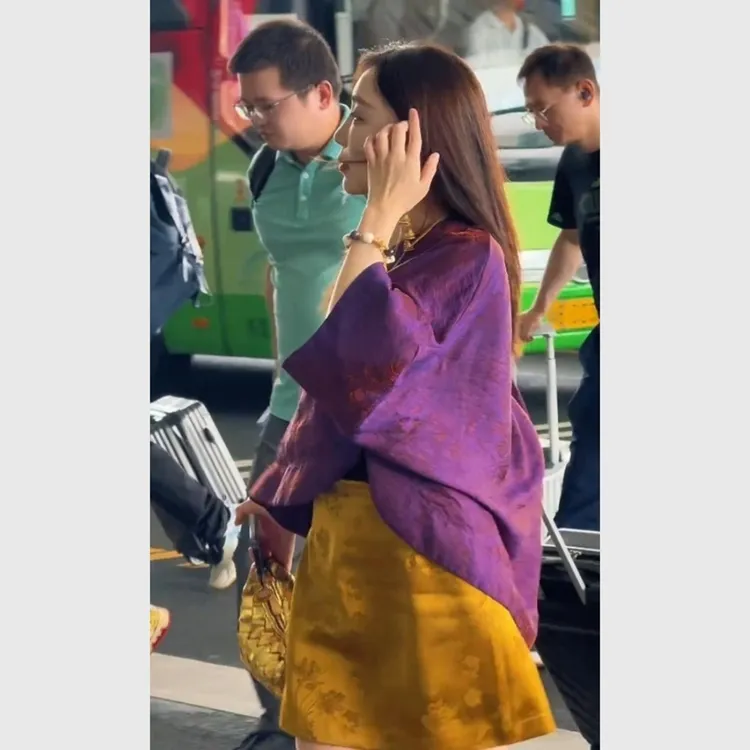 新中式国风女装2025新款御姐穿搭提花紫色上衣搭配半身裙套装女夏