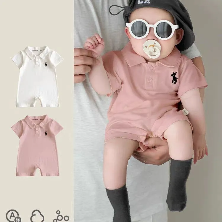 【送防蚊袜】宝宝夏季爬服哈衣儿童幼儿童洋气韩版婴儿衣polo连体衣