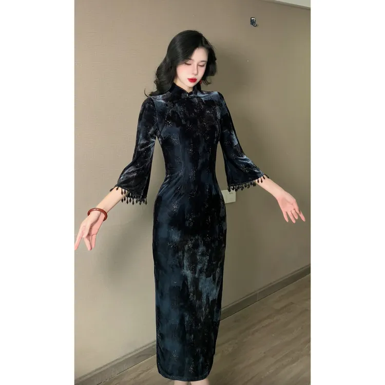 【静姝】玉簪记旗袍秋冬新款长袖国风少女气质优雅旗袍连衣裙