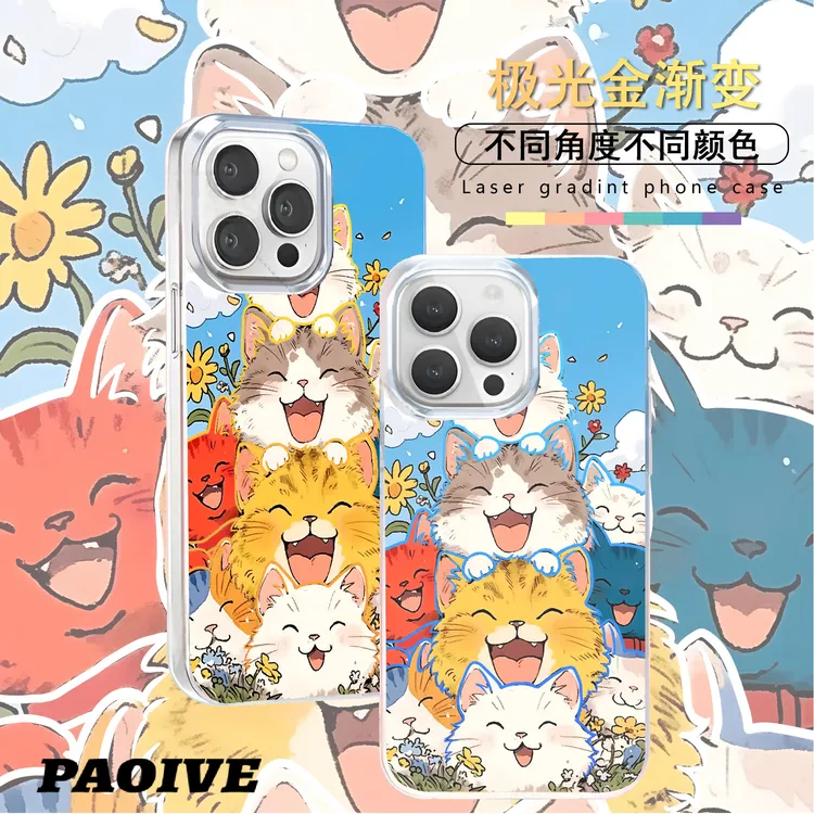 满屏猫咪适用苹果华为vivo一加iPhone小米红米极光手机壳