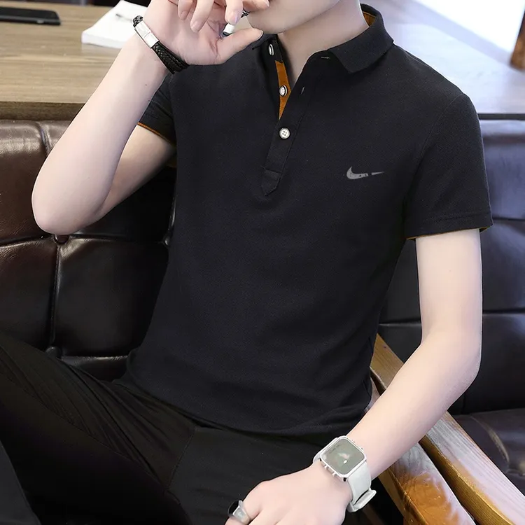 夏季新款透气男士T恤POLO衫韩版修身潮流时尚百搭宽松男翻领短袖