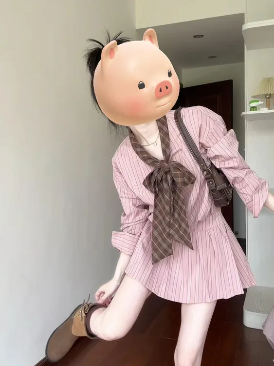 2025秋季新款法式条纹衬衫蝴蝶结连衣裙小个子收腰显瘦甜美短裙子