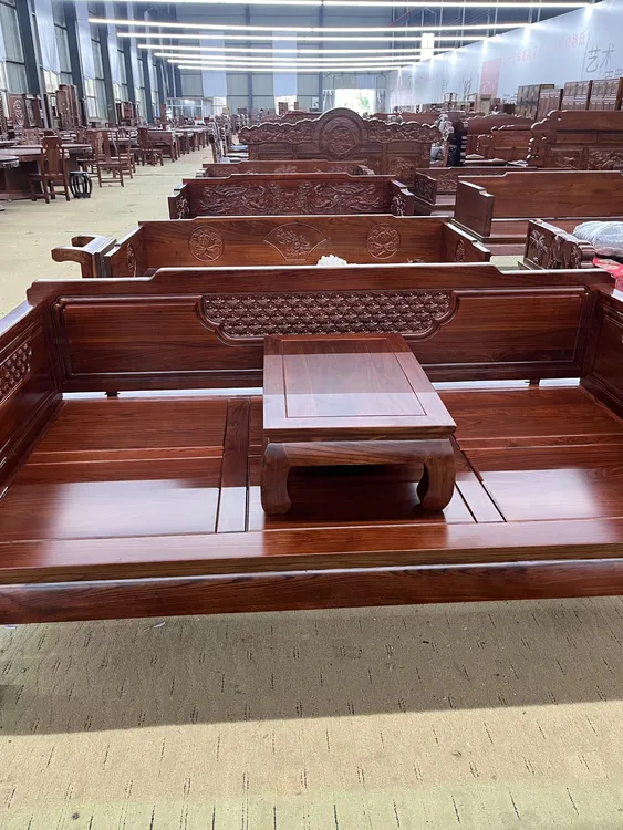 盛世祥云罗汉床实木罗汉床新中式榆木沙发床