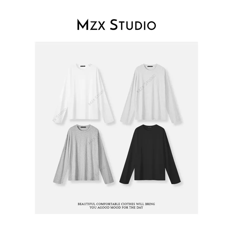 MZX 秋季全棉竹节棉常规款简约百搭长袖T恤 SY9962-R