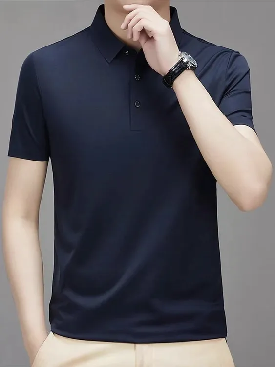 DST印花免烫薄款流苏短袖夏季Polo衫透气t恤潮流速干百搭纯色