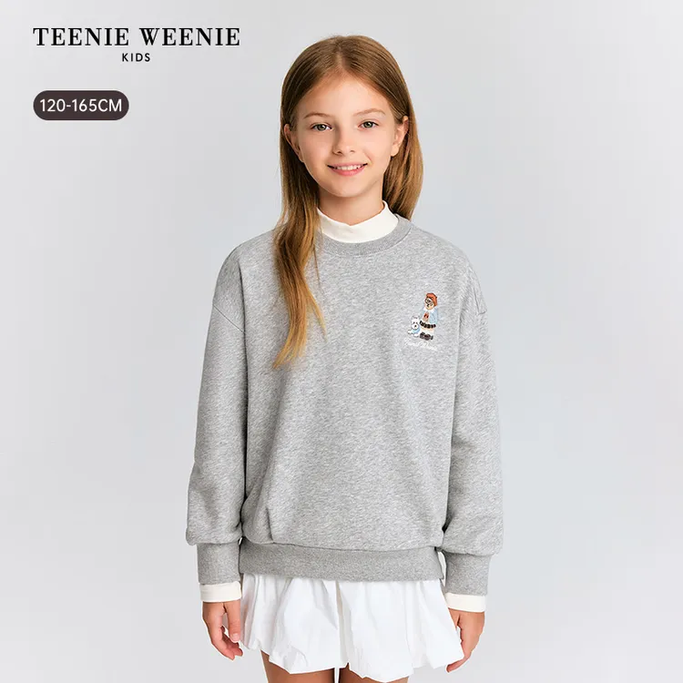 【达人专属】TeenieWeenie Kids小熊童装25女童休闲假两件加绒卫衣TKMA258T48I