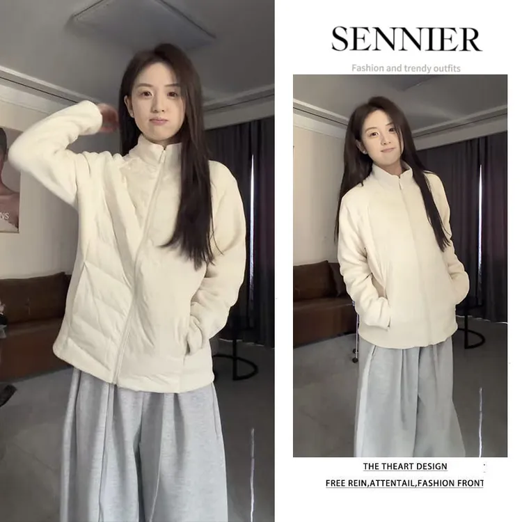 冬季穿搭一整套女2025新款洋气拼接设计棉服外套百搭休闲裤两件套