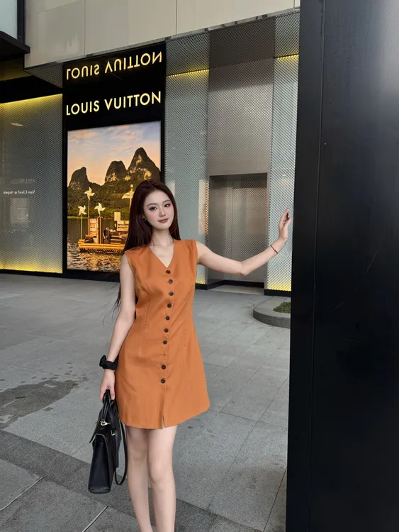 【小A穿搭】25款天丝亚麻中裙套头无袖老钱风无袖裙连衣裙收腰修身