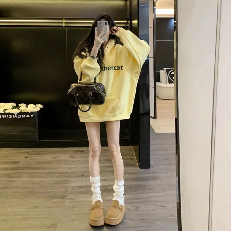 网红连帽慵懒风卫衣女款爆款2025新款正品加绒加厚外套女秋冬款潮