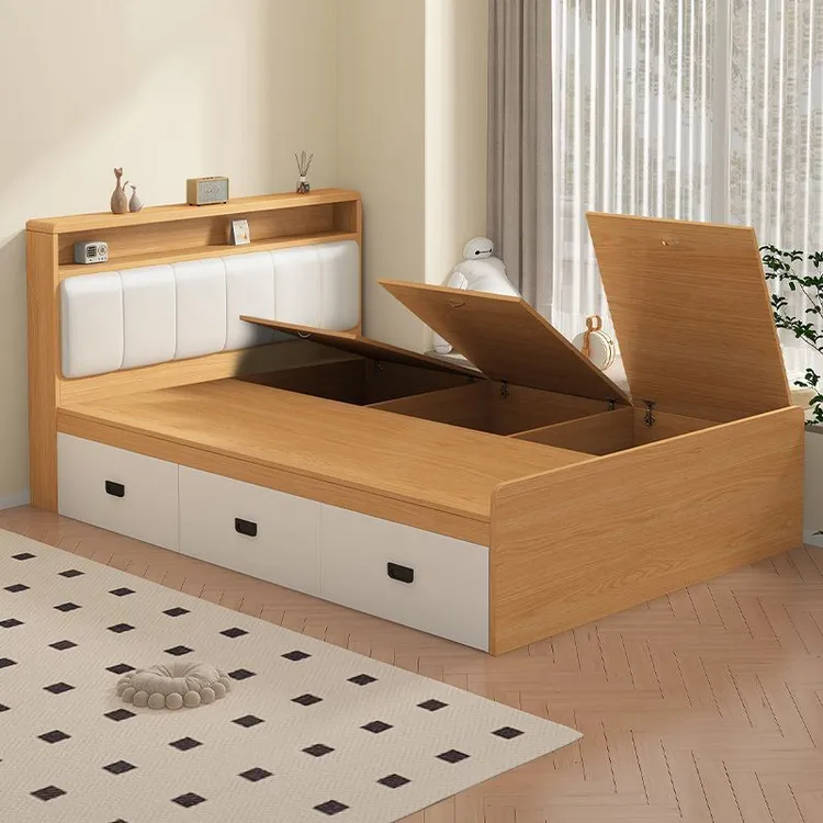 实木榻榻米床高箱储物双人床现代简约收纳单人床小户型衣柜床箱体