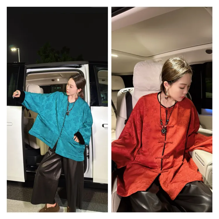 冷禅！丝毛提花拼真 丝丝绒新中式外套！GZ6545