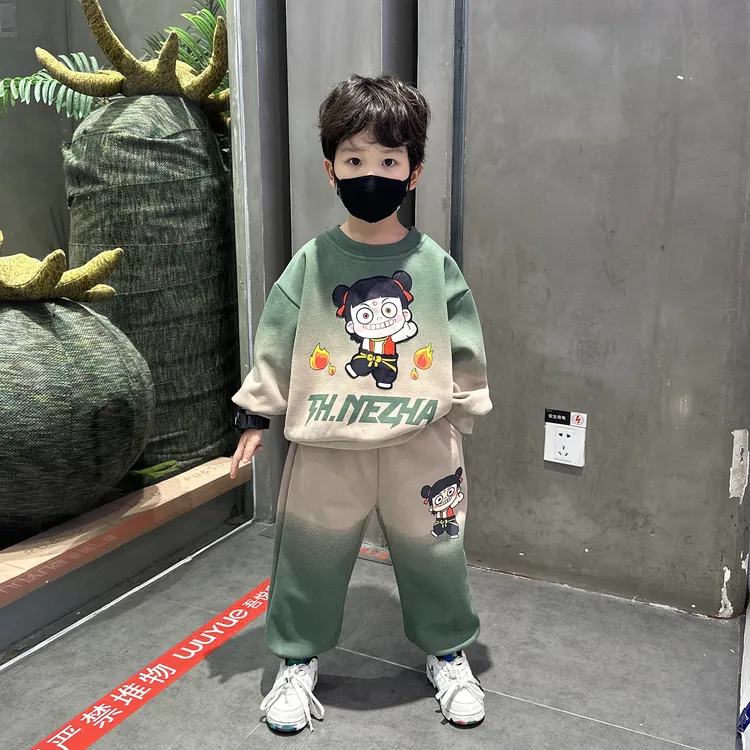 哪吒儿童衣服男童套装2025新款洋气时髦网红小男孩春秋装卫衣穿搭