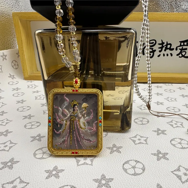 小九+六字真言唐卡纯手工描金 钛钢壳 民族风 立体五彩唐卡