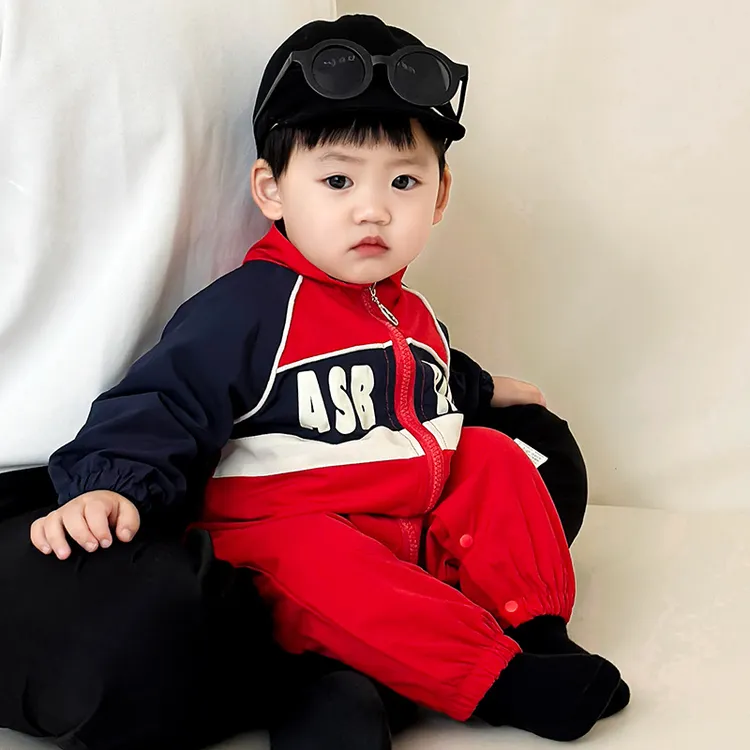 婴儿连体衣春装男宝宝爬服a类长袖新生儿衣服外出哈衣嘻哈帅气潮.