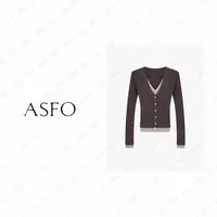 【AS层叠】25新撞色高级修身假两件针织开衫上衣AS25QMZZS04411