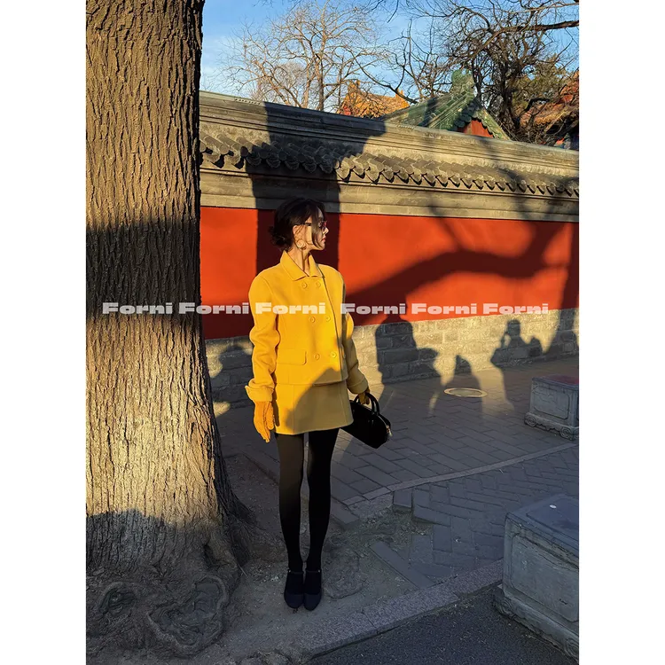 FORNI 谬系列 秋冬款品质女装法式小香风套装绵羊毛双面呢两件套1