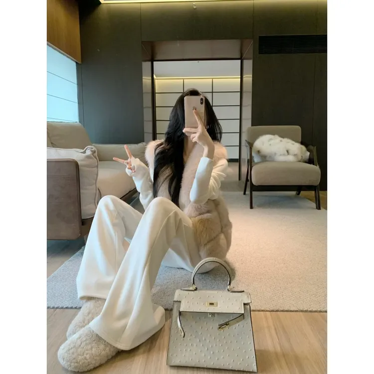 2025韩版设计感通勤风修身显瘦内搭时尚宽松马甲上衣简约直筒长裤