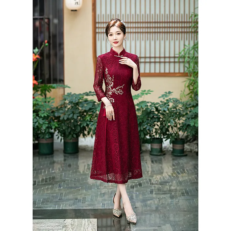 喜婆婆旗袍婚宴中年妈妈装旗袍喜服高贵2025新款结婚礼服日常可穿