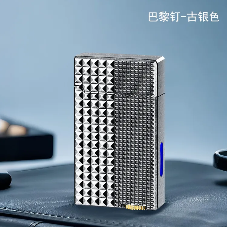 新款智能声控科技四方精雕巴黎钉防风男士时尚打火机