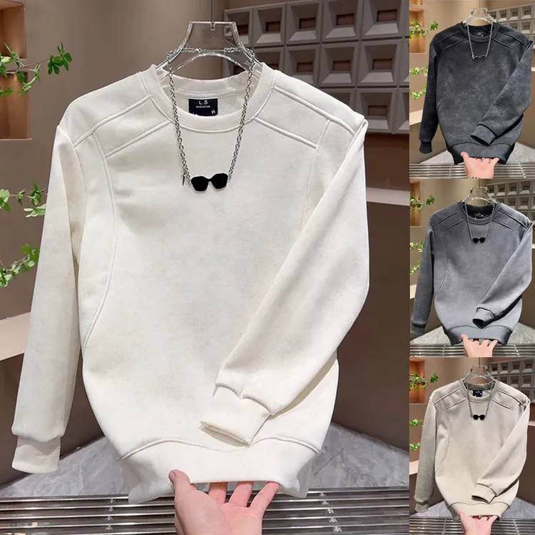 2025冬季高级感晕染男士长袖T恤衫网红男士爆款复古扎染加绒卫衣