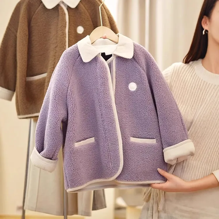 女童洋气冬装2025秋冬季童装新款儿童加厚拼接外套百搭