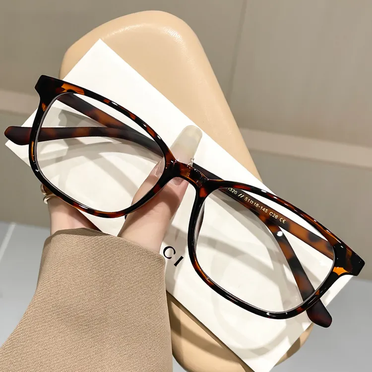 新款茶色防蓝光方框近视镜架超轻可配度数定制变色镜片大框方形