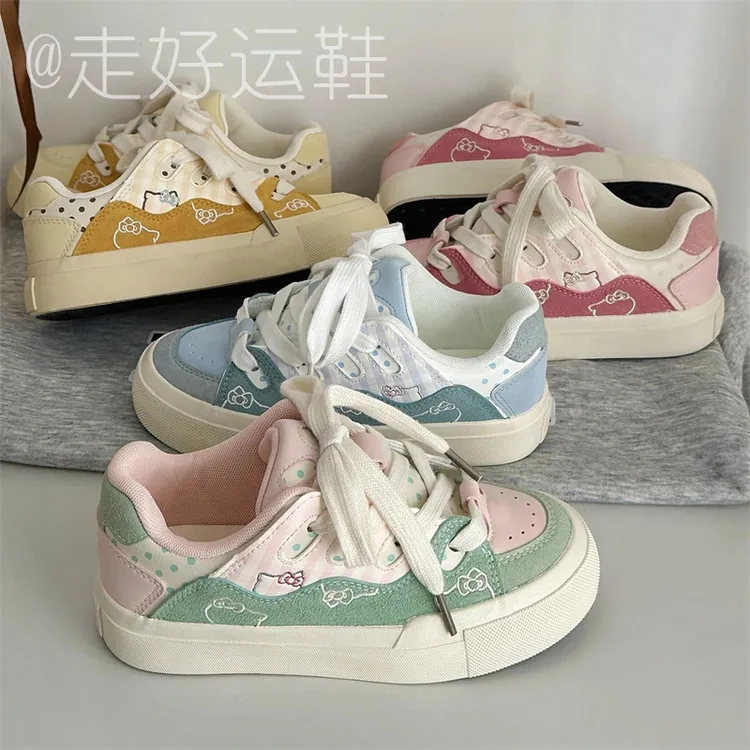 2025新款多巴胺休闲板鞋网红款百搭鞋子小白鞋厚底女款小众面包鞋