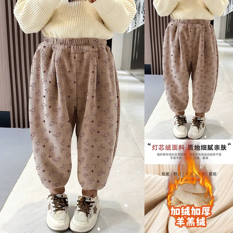 儿童灯芯绒束脚裤2025春秋新款洋气女童长裤中大童百搭时尚潮流