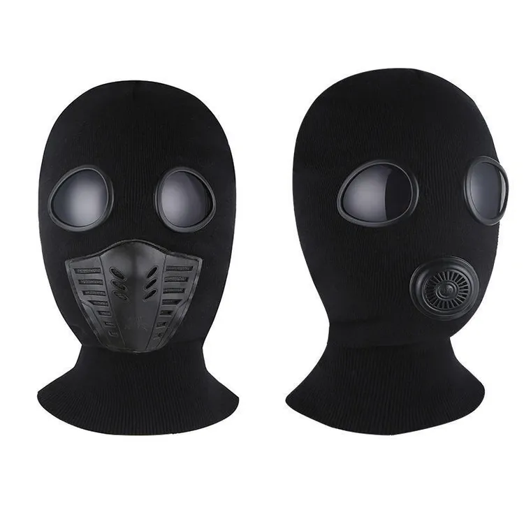 眼镜针织三眼帽男冬天骑行加绒护脖套头帽搞怪面罩防风蒙面毛线帽