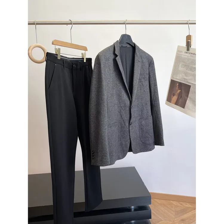 特！舒适弹力~余D！男士平驳领绒感弹力休闲西服外套 C4 男装H7001