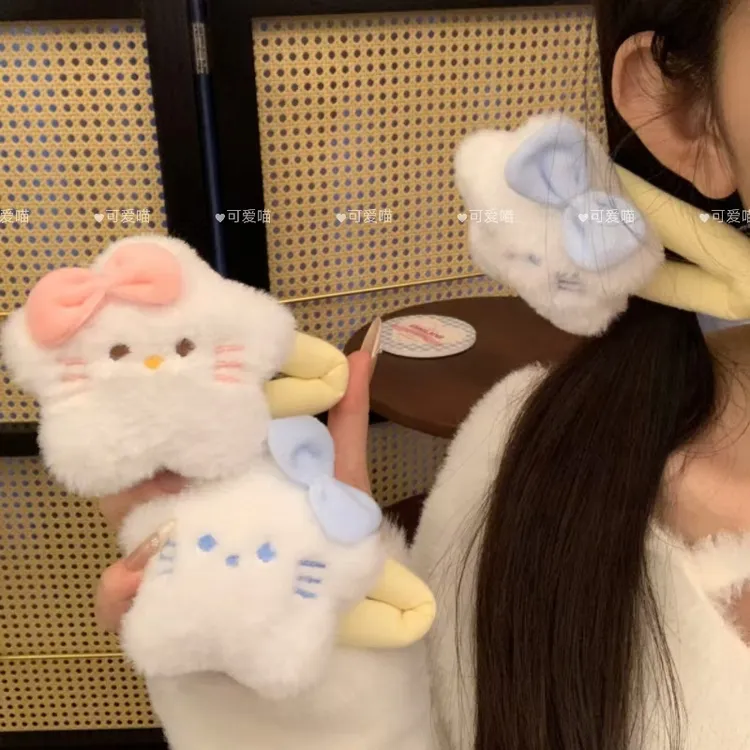 新款蝴蝶结毛绒星星Kitty掰掰夹玩偶公仔大肠学生可爱发夹发饰