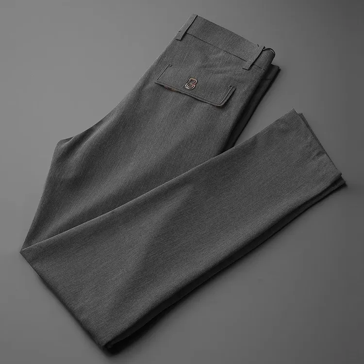 基密雷昂高质感商务休闲西裤男修身夏季薄款小直筒时尚百搭长裤男