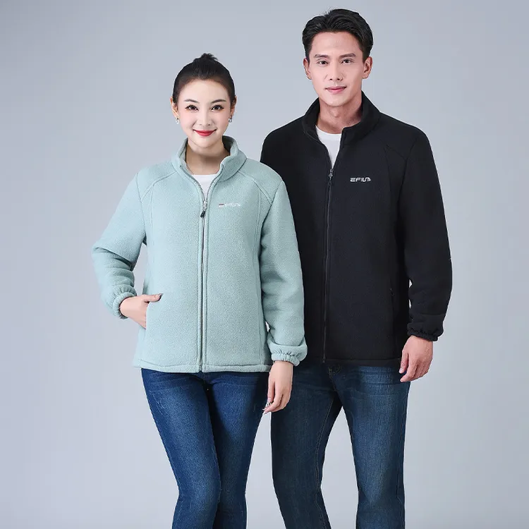 新款秋冬保暖外套男女款加绒加厚开衫内胆运动加绒加厚摇粒绒外套