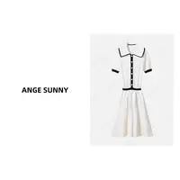 ANGE SUNNY【露思同款 学院风连衣裙】拼接百褶仙女裙 时尚轻奢 