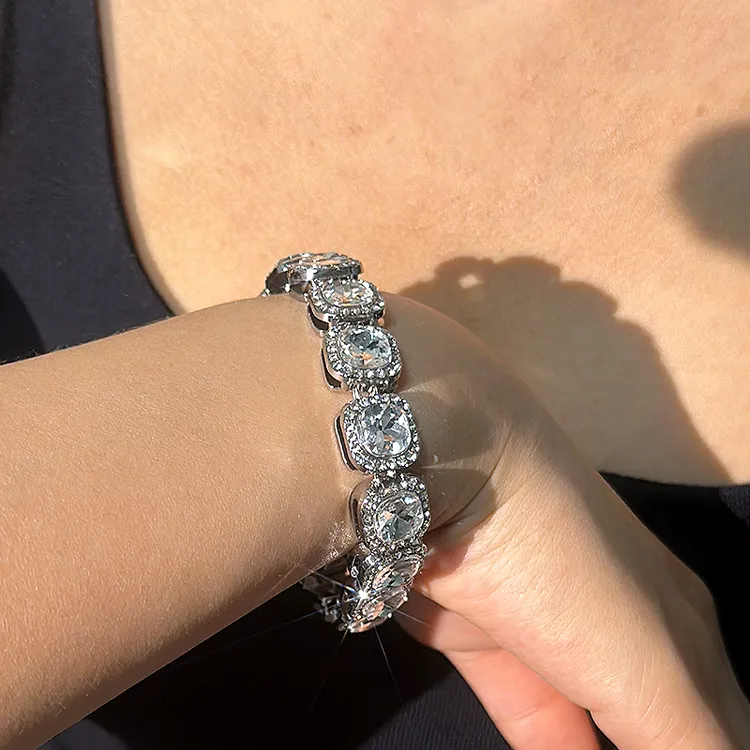 合金手链 欧美轻奢冰糖钻手链ins风男女古巴手链潮流高级感手链