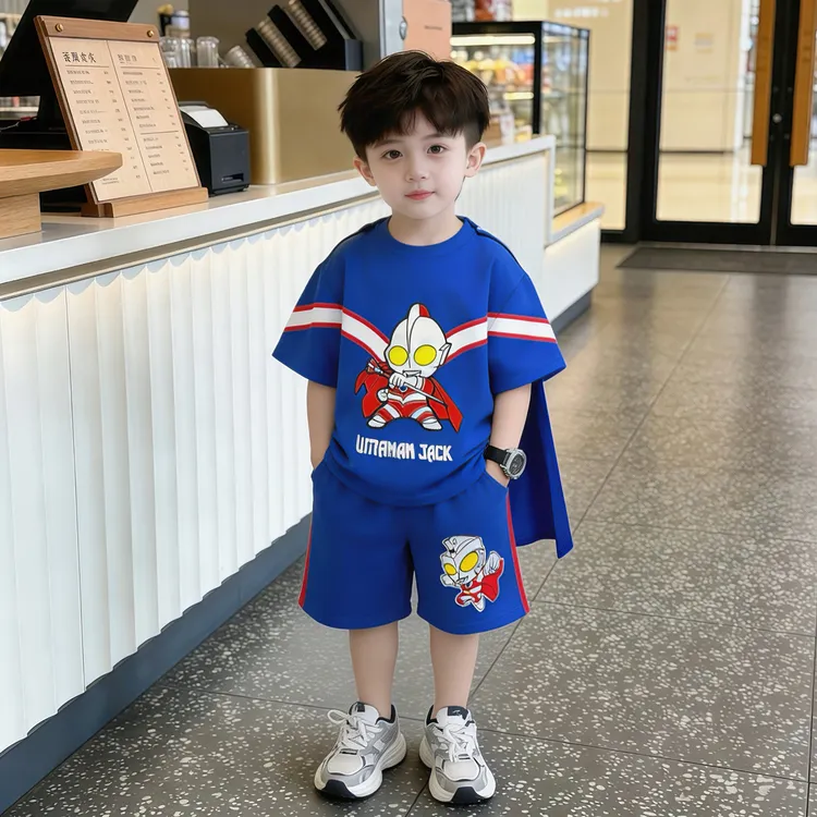 奥特曼衣服男童夏季套装2025新款卡通宝宝痞帅潮酷两件套