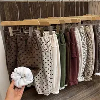 儿童波点灯芯绒休闲裤春秋新款韩版女童可爱宝宝冬季加厚