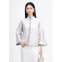 矝羽轩【浅粉地蝴蝶】钱小萍宋锦国风新中式秋冬新款上衣外套女