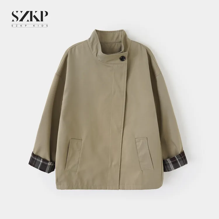 SZKP秋季2025新款女童时尚外套中大童休闲洋气儿童风衣BGYQ552989