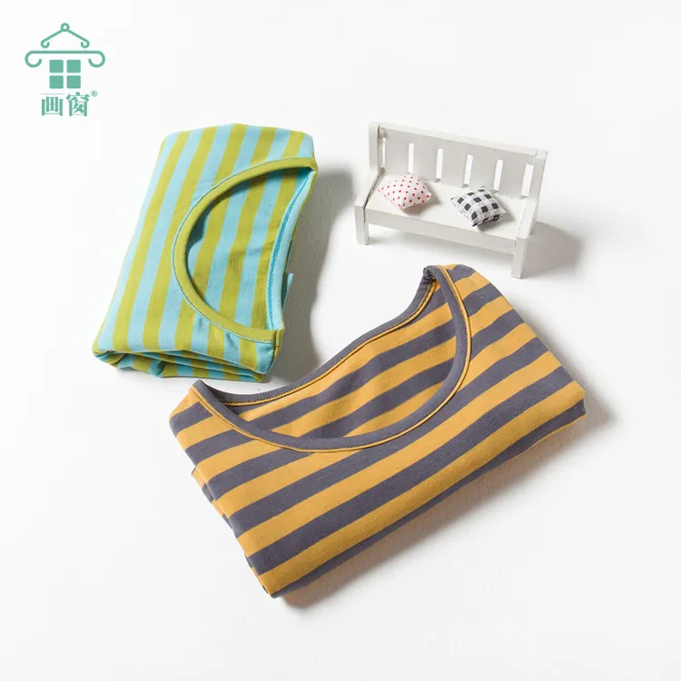 儿童长袖T恤条纹打底衫中大童柔软男女童宝宝t弹力睡衣春秋