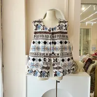 LHTE青青大码女装  费尔岛提花羊羔时尚百搭复古韩系马甲A5339