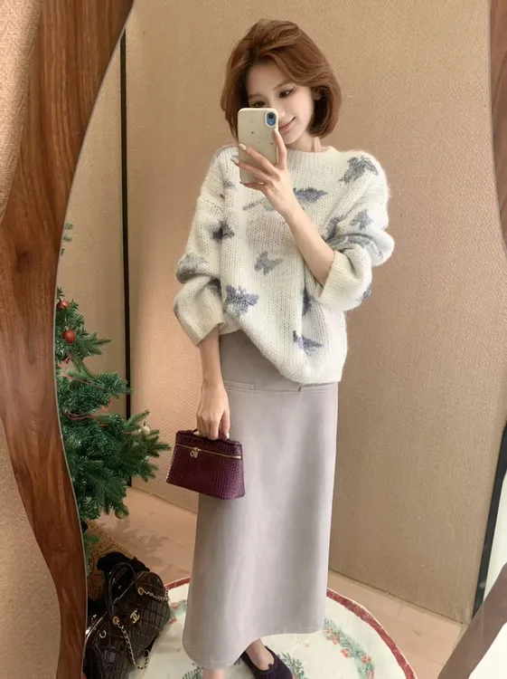 【芝士Cheese】牛奶雪芙 羊毛时尚休闲百搭宽松圆领套头慵懒毛衣