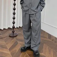 立体剪裁弯刀百搭时尚 老钱风垂感直筒阔腿休闲裤西裤男