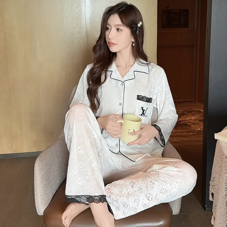秋冬季金丝绒甜美气质蕾丝花边设计睡衣女士套装家居服外穿CM7072