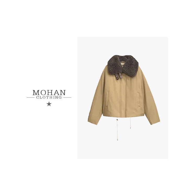 山羊绒毛领90鹅绒短款羽绒服休闲保暖外套女PY21907