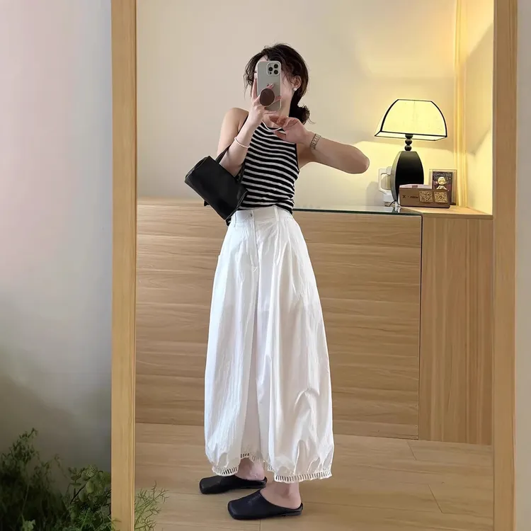 现货清纯系夏日绝美穿搭一整套条纹背心花苞裙套装女新款夏